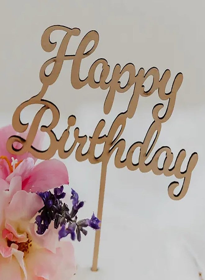 Cliths Wooden Happy Birthday Cake Topper, Cake Decoration, Smooth Finish, Reusable Party Decor Cake Topper for Birthday Celebrations - Perfect for Adults, Friends, Family - Image 4